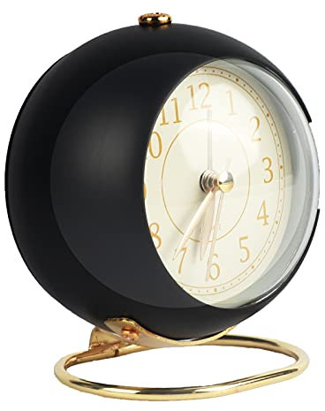 Wecker Analoger, Wecker Ohne Ticken für mädchen Jungen, Batteriebetrieben, Wecker mit Nachtlicht, Retro Lauter Wecker für Tiefschläfer (schwarz)