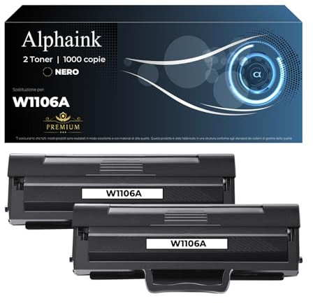 alphaink 2 Toner Compatibile (CON CHIP) per HP 106A W1106A per Laser 107a 107r 107w per MFP 135a 135r 135w 135wg 137fnw 137fwg Compatibili (2 Nero, Con Chip)
