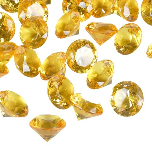 Acrylic Diamond Fake Gems Vase Filler, Babenest 240pcs 3/4 Inch Faux Diamonds Crystals Jewels for Table Scatters Wedding Party Event Arts & Crafts Birthday Decoration Favor (Gold)