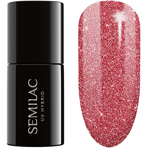 SEMILAC 457 Glamorous Red Nail UV Gel Polish | Long Lasting and Easy to Apply | Soak off UV/Led | Perfect for Home and Professional Manicure and Pedicure 7 ml