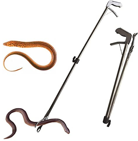 Ganci a morsetto a serpente resistenti, pieghevoli per serpenti, con chiusura automatica e grande funzione di morsetto, per catturare rapidamente i serpenti (120 cm)