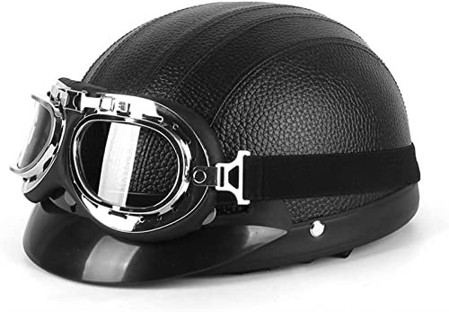 Halbhelme Motorrad-Helm Halbschalenhem mit ECE Jet-Helm Offener Helm mit Schutzbrille Halbschalenhelm Halbhelme Motorradhelm Sturzhelm für Herren Damen für Moped Cruiser Biker ( Color : 1 , Size : 54-