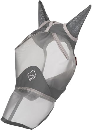 LeMieux Horse ArmourShield Pro Full Fly Mask with Soft Bamboo Lining - UV Protective & Breathable Mesh - Grey - X-Large