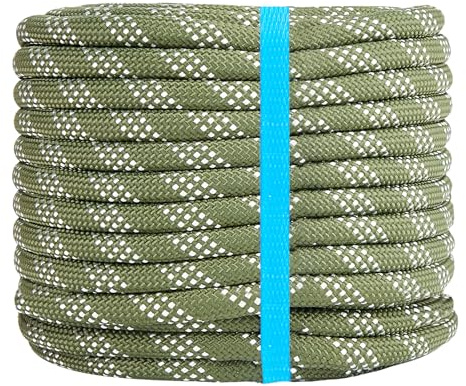 1/2 Inch Double Braided Polyester Arborist Rope, 1/2in 100ft Heavy Duty Nylon Rope for Anchor, Tree Work, Cargo, Pulling, Sailing