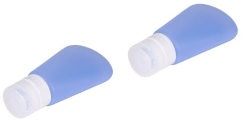 FRCOLOR 2pcs Leakproof Silicone Travel Bottles Set Refillable Pump Bottles Lids for Shampoo Shower Gel Toiletries Portable for Women Men Boys and Girls