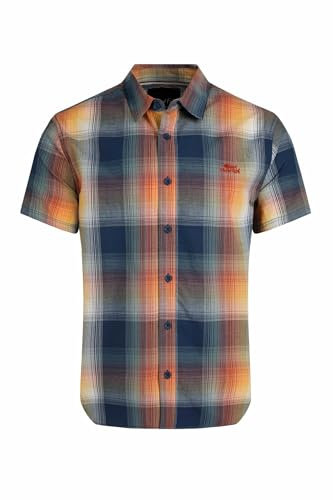 Weird Fish Judd Organic Cotton Short Sleeve Check Shirt Ensign Blue Size 2XL