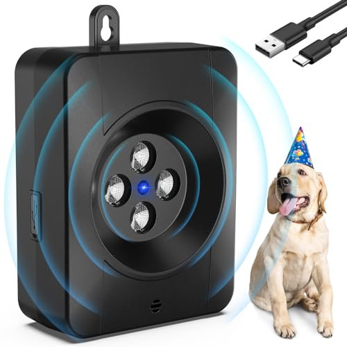 Bubbacare Antibell für Hunde, 3 Modi Automatisch Anti Bell Gerät mit 4 Ultraschallsendern, Audio & Ultraschall Hunde Bellen für Outdoor Indoor, Wiederaufladbares Anti-Bell-Mittel für Hunde