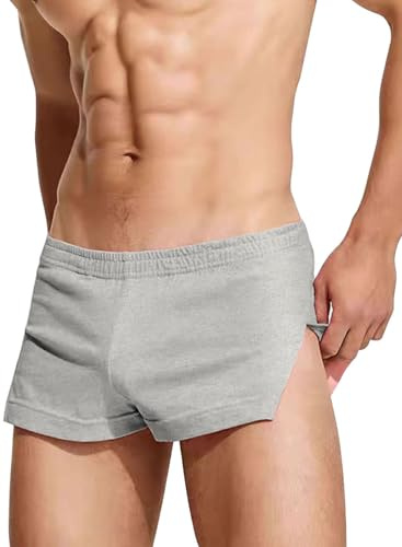 Hommes Shorts 3 coton Grand côté divisé Gymnastique Entraînement Gris M