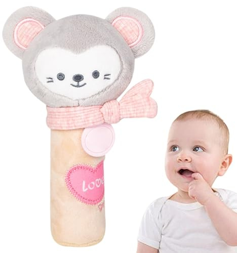 Babyskallra 0–6 månader, babyskallra leksak | babybiteleksak av bomull, sensorisk leksak för spädbarn | sensorisk bitleksak, djurskallra med bekvämt grepp för och flickor