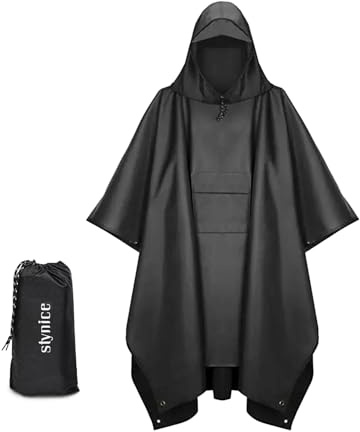 Stynice Leicht Wasserdicht Regenponcho Herren & Damen - Mehrzweck Regenjacke Outdoor mit Kapuze Faltbare Tasche für Camping Wandern Hikking - Atmungsaktive 3in1 Regencape