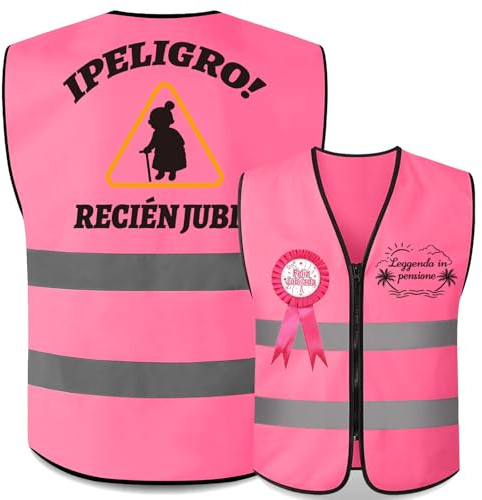 Scettar Regalo Jubilación Mujer Chaleco Reflectante per Despedida de Trabajo Regalos Jubilacion Mujer Con insignia Accesorios Adornos per Festa de Jubilacion