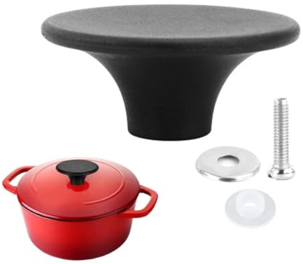 Vexorlian Heat Insulated Pan Lid Handle with Silicone Ring and Screw - Universal Non-Slip Pot Knob Replacement (Black)