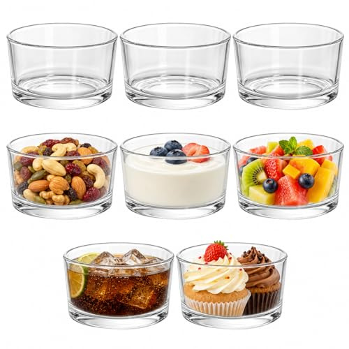 LUPATDY Juego de 8 vasos de postre de cristal, 200 ml, pequeños cuencos de postre para tiramisú, pudín, helado, yogur, transparente