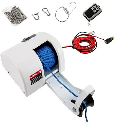 SMTYXS Treuil D'ancre Électrique 12 V for Bateau avec Télécommande for Ancre, Automatique De 45 LB Corde d'ancrage 100 Pieds for Bateaux Performances Puissantes