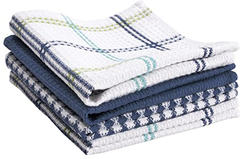 T-Fal Premium Waffle Dish Cloths: Highly Absorbent, Super Soft Long Lasting - 100% Cotton, 12x13 Towel for Cleaning & Drying, (4-Pack), Cool