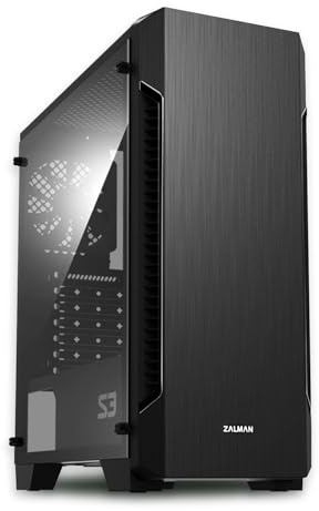 Zalman - S3 - ATX Mid-Tower PC Case - Full Acrylic Side Panel - 3x Case Fan 120mm Pre-Installed, Black