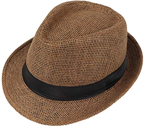 Lyguy Sombrero de bebé, Niños de Verano Playa Sombrero de Paja Jazz Panamá Trilby Fedora Sombrero Gángster Gorra al aire libre Transpirable Sombreros Niñas Niños Sunhat G