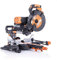 Evolution Power Tools Scie à Onglet Coulissante avec Caractéristiques PLUS - 45-45˚ Double Biseau, 50-50˚ Onglet - Coupe Multi-Matériaux - Le Bois, Plastique, Métal Lame Incluse 255mm - R255SMS-DB+