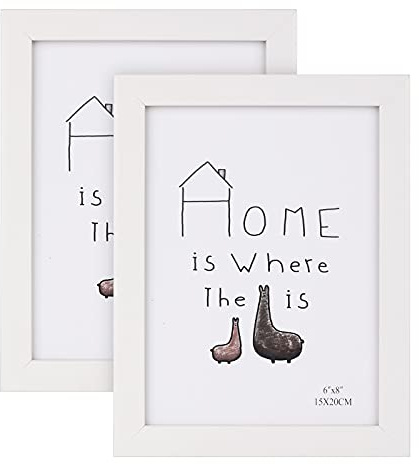 Bigqin Marco de fotos de 15 x 20 cm, juego de marcos de fotos decorativo con soporte y gancho para certificados de dibujo de fotos, rompecabezas, sala de estar, 2 unidades, blanco