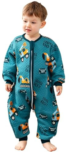 ZIGJOY Toddler Sleeping Bag 1.5 TOG Baby Sleep Bag with Feet Cotton Sleep Sack All Year Round for 3-4 Years Baby Girl Boy Essentials Excavator