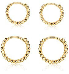 Creolen Gold Damen, 2 Paar Ohrringe Gold klein Creolen (8mm/10mm) für Damen Herren Mädchen