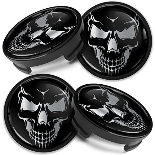 Biomar Labs 4 x 54 mm Tapas de Ruedas Compatible con Ford Tapacubos de Centro Llantas Aluminio Calavera CF 29
