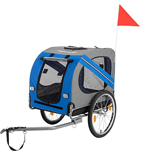 PEXMOR Dog Bike Trailer, Folding Bike Trailer for Dogs, Pet Trailer Cart for Bicycle, Bike Cargo Wagon Carrier Attachment w/Universal Hitch & 20 Quick Release Wheel Blue
