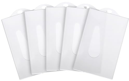 Vicloon ID Badge Holder, 5 Pcs Portatarjetas PVC, Claro Titular De La Insignia Plástica, Porta Tarjetas Identificativas, Funda para Tarjeta para Personal, Estudiantes, Oficina（Blanco）