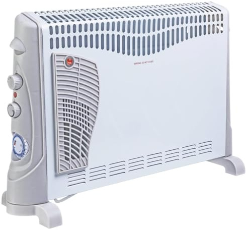 Buystarget 2000W Convector Heater with Turbo Function - 3 Heat Settings, Portable Carry Handle, Adjustable Thermostat & Timer with Fan Setting - White
