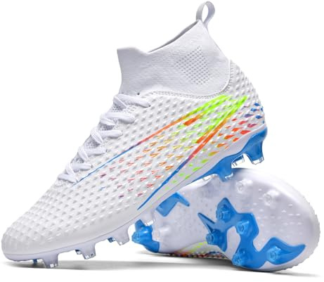 GODLARK Mens Soccer Cleats Womens Indoor Soccer Shoes Wide Baseball Turf Shoes Adult Youth Rugby Shoes Big Boys Small Spikes AG TF Football Boots (777 Bai AG_43)