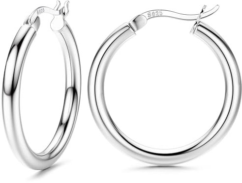 FIOROYAL Creolen Silber 925 für Damen Ohrringe Silber 925 Creolen Hypoallergene Große Mittelgroß Kleine Ohrringe Creolen Hoop für Mädchen 25MM