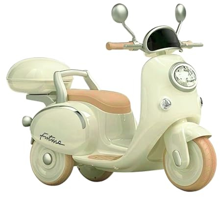Veicolo in Stile Vespa per Bambini. Moto Elettrica per Bambini con Telecomando, Acceleratore a Pedale e Bagagliaio. Moto Elettrico con Musica, Bluetooth e Luci, Batteria 6 V, Caricabatterie Incluso.