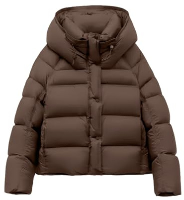 Manteaux d'hiver courts et rembourrés pour femme avec fermeture éclair sur toute la longueur, col montant, manches longues, veste matelassée courte duveteuse, légère et imperméable, grande taille