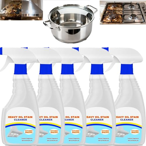 Detergente per macchie di olio pesante da cucina, detergente per grasso resistente per cucina, smacchiatore di olio, rimuove macchie di olio, smacchiatore multiuso (5 pezzi)
