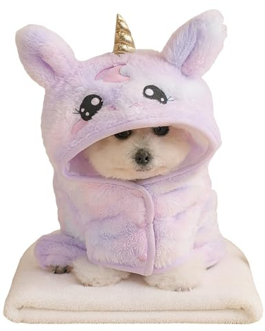 Dog Bathrobe for Small Medium Large Dogs - Quick Dry Polyester Pet Bath Robe with Fun Halloween & Cute Animal Prints (S, M, L)