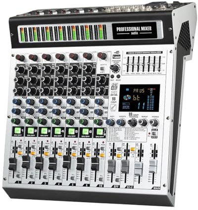 Dj Mixer 8-kanals Mixerkonsol, Professionell Ljudmixning, 99 Digitala Effekter, Ljudkontrollkonsol, DJ-konsol, Scenfträdande