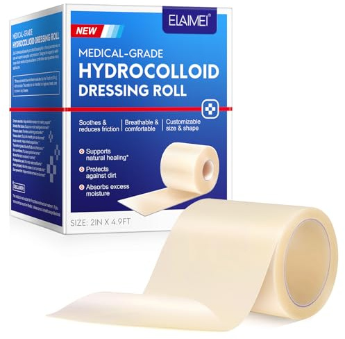 Hydrokolloid Pflaster Rolle 5cm x 150 cm – Wasserdichter und latexfreier Wundverband | Auf Maß geschnitten für Blasen, Schnitte, Akne, leichte Verbrennungen und Pflege nach Infusionen