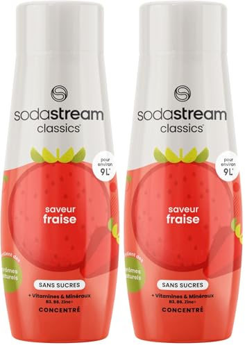 SodaStream Concentré Fraise Sans Sucres pour Machine à Eau Pétillante et Soda | Préparez jusqu'à 9 Litres de Sirop de Fraise en Quelques Secondes, 440ml (Lot de 2)