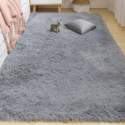 Långhårig Matta 270 x 270 cm Silkeslen Päls Är en Slät Och Modern Hög Lugg Vardagsrum Löser Ej Lätt Att Rengöra för Sovrum Barnrum, Ljusgrå