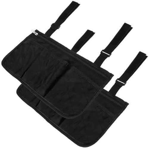 PAMINGONO Borsa Portaoggetti Nera per Sedia a Rotelle e Scooter, 2 Pezzi Oxford, Capacità Ampia e Adatta per Uso Outdoor e Ausili alla Deambulazione