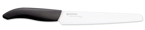 Kyocera Keramikmesser, Brotmesser, Klinge 18 cm, Klinge aus Zirkoniakeramik, Mikrosägeschliff, extrem scharf, spülmaschinengeeignet, FK-181 WH-BK EU