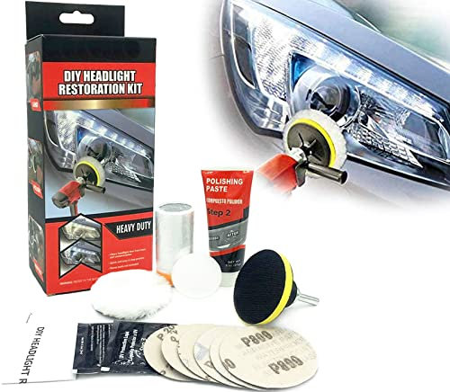 Kit de restauración de Faros de Automóviles Para pulir Faros Coche y Restaurar Faros turbios, Arreglar faros amarillentos y Desgastados