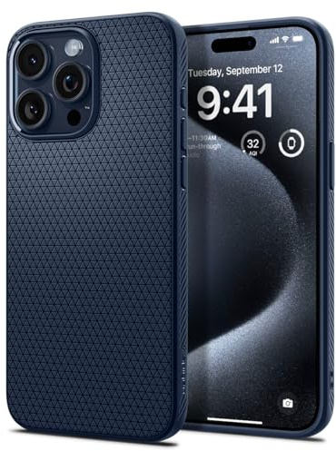 Spigen Hülle für iPhone 15 Pro Max Liquid Air Case Handyhülle Schutzhülle Cover Dünn Slim -Navy Blue