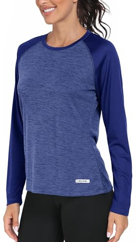 AjezMax Camiseta de Manga Larga para Mujer, Protección Solar UPF 50+ UV Camisa, Top de Gimnasia, Long-Sleeve Shirt, Secado rápido