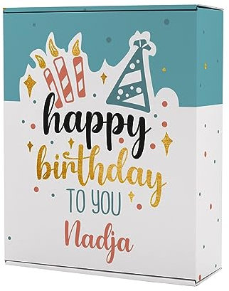 Herz & Heim® Personalisierte Geschenkverpackung zum Geburtstag 28 cm x 35,5 cm x 10 cm