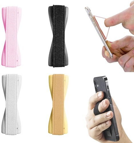 Jasminum 4 unidades de soporte para teléfono móvil, cómodo soporte para dedos, autoadhesivo, manejo con una sola mano, correa de mano, soporte para smartphone y tablet (color mezclado)