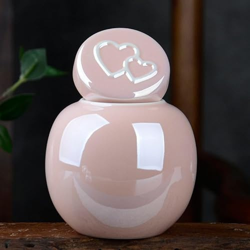 kychenBase Mini urne funéraire pour chats et chiens – Pot hermétique portable en céramique rose, joint étanche à l'humidité, pour commémorations, funérailles, honneur, capacité de 350 ml, couvercle à