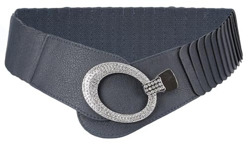 irisaa breiter Damen Gürtel Elastischer Taillengürtel, Hüftgürtel Stretch Gürtel mit Hakenverschluss, Damen Taillengürtel 2020:Navy Strass, Damen Taillengürte Größe:ONE SIZE