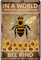 CREATCABIN Bee Metal Tin Sign Garden Metal Poster Inspirational Quotes Bee Kind Vintage Plaques Gallery Wall Signs Retro Poster Hanging Decoration for Home Office Garden Indoor Outdoor 12x8 Inch