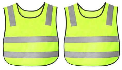 ONEINHE 2-Pcs Hi Vis Westen für Kinder, Gelbe High Vis Jacken Hohe Sichtbarkeit Reflektierende Sicherheitsweste für Kinder Mädchen Jungen im Freien